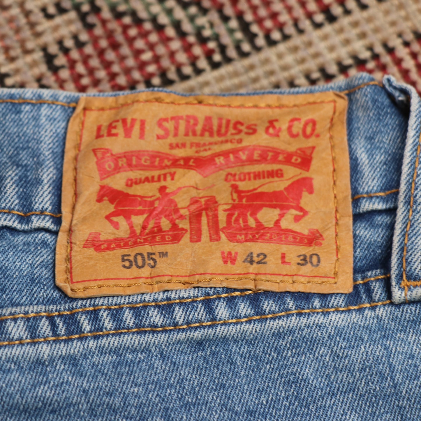 Levi's 505 W40 L29 Straight Leg Regular Fit Blue Denim Jeans