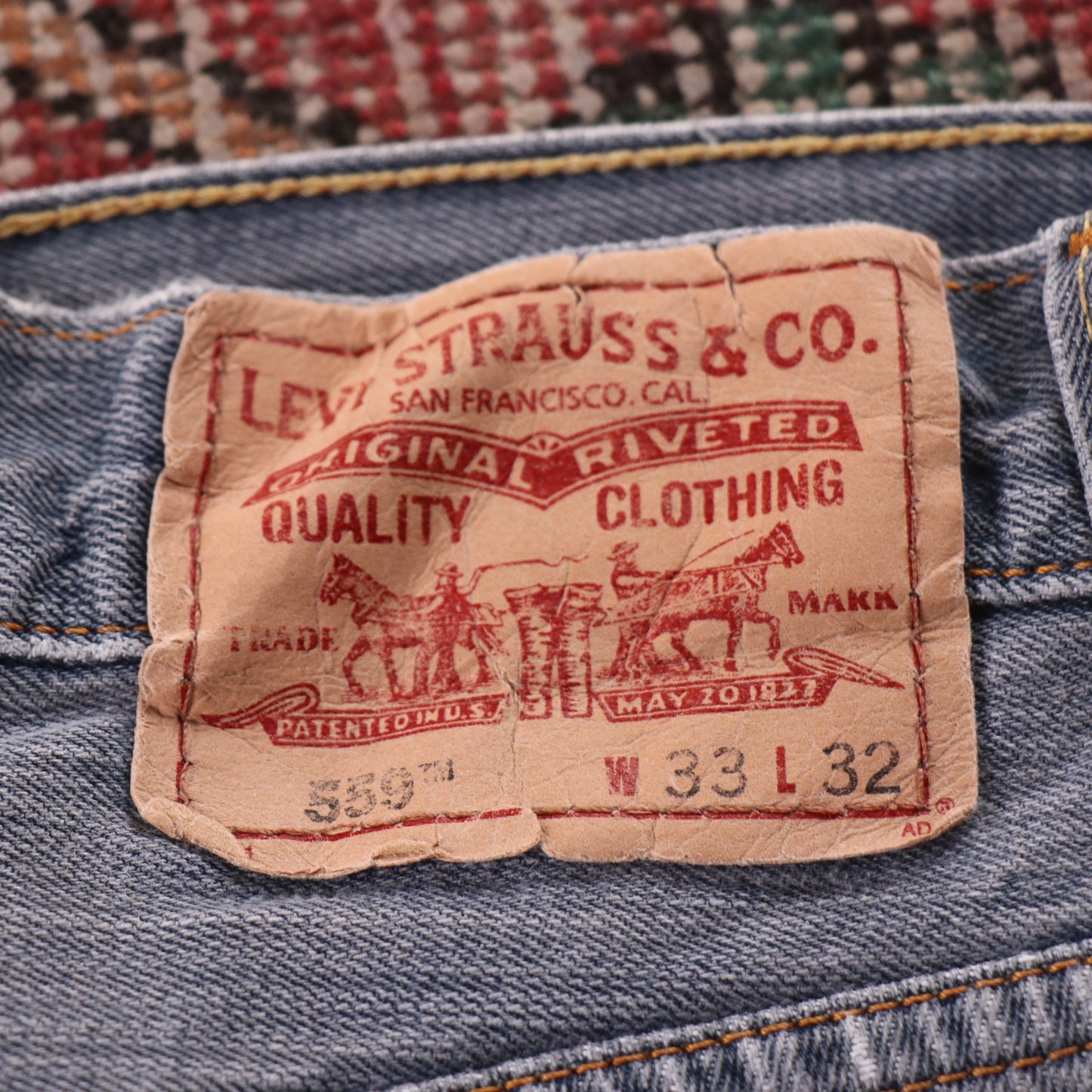 Levi's 559 Red Tab W32 L30 Straight Leg Relaxed Fit Classic Ripped Style Blue De