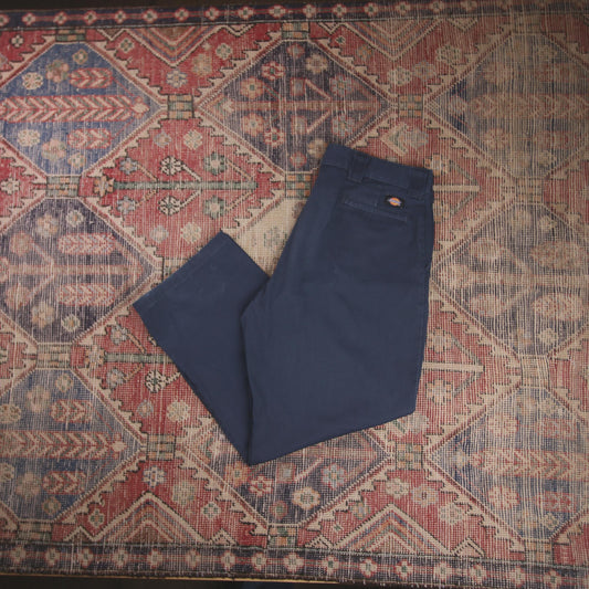 Dickies W38 L30 Straight Leg Relaxed Fit Blue Cotton Blend Trousers