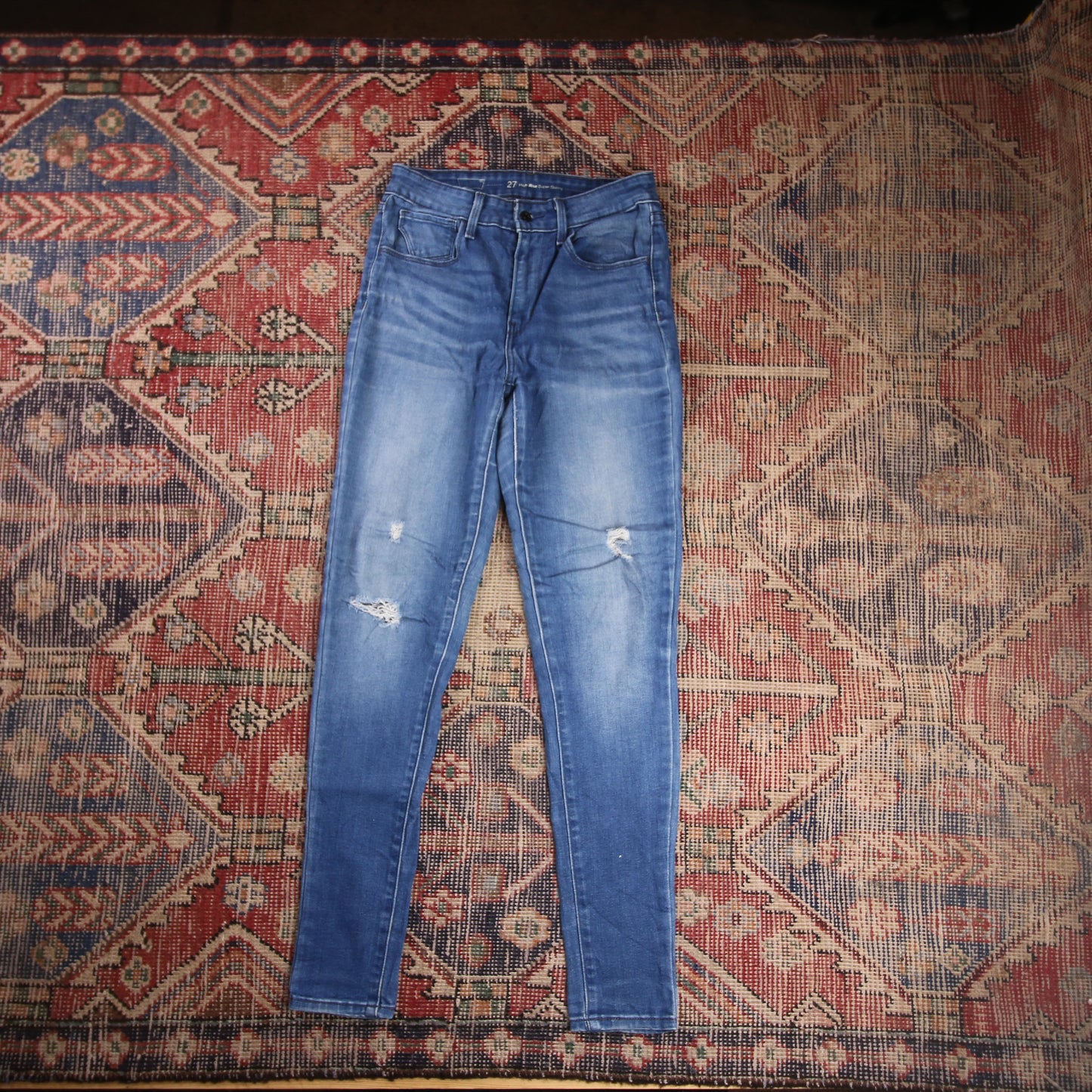 Levi's W26 L28 Skinny Classic Ripped Style Blue Denim Jeans