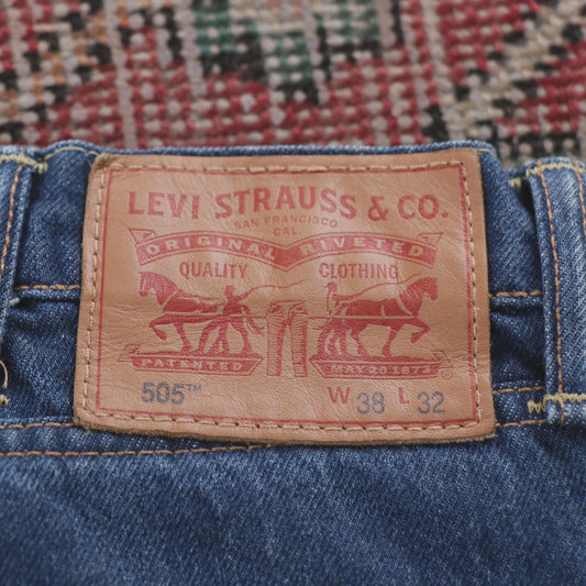 Levi's 505 Red Tab W34 L31 Straight Leg Regular Fit Blue Denim Jeans