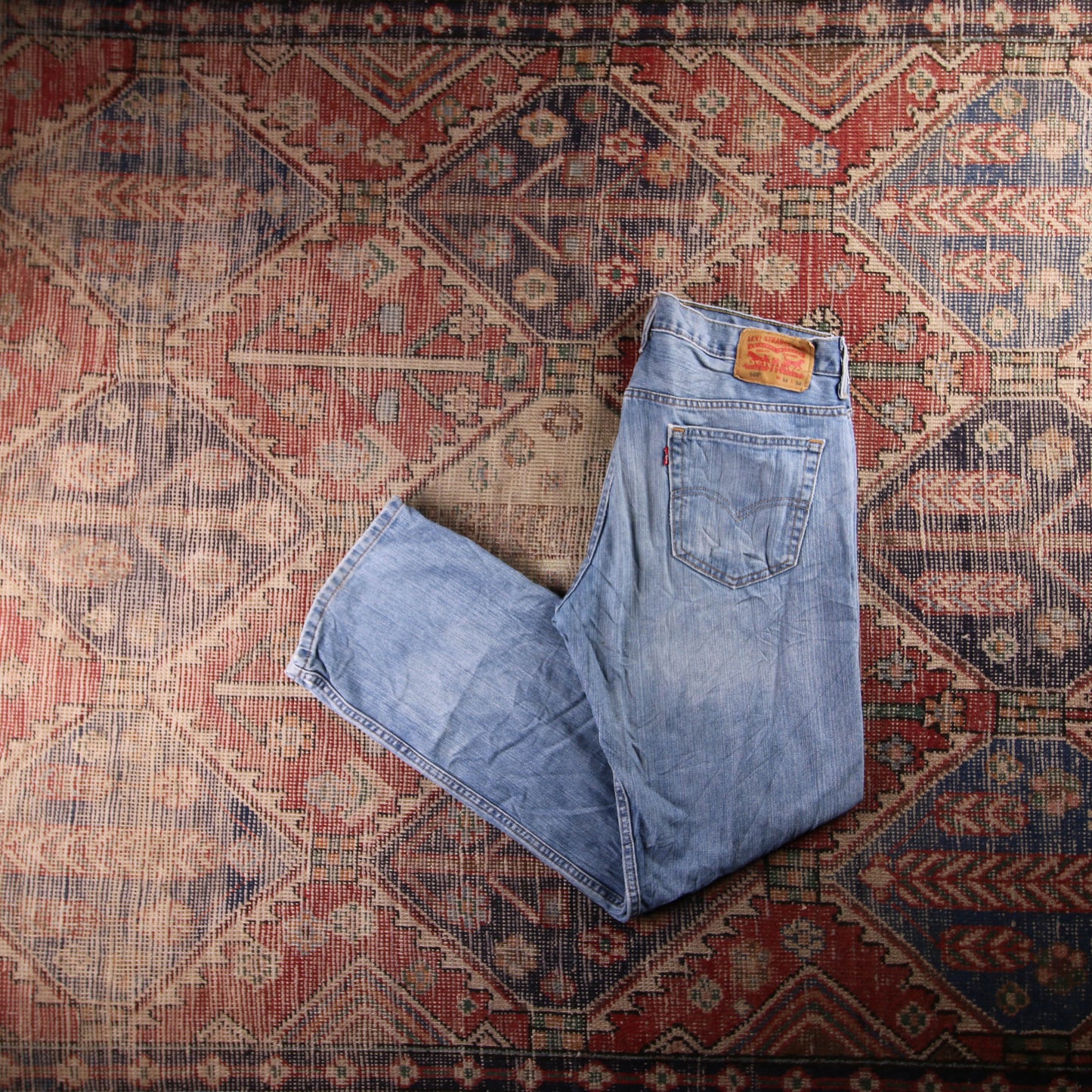 Levi's 569 Red Tab W36 L32 Straight Leg Loose Fit Classic Ripped Style Blue Deni