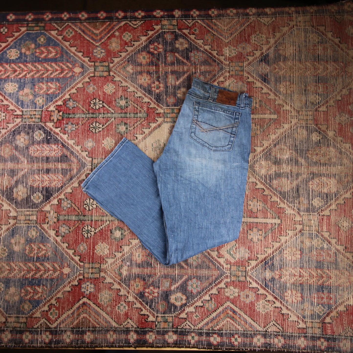 Wrangler W36 L29 Straight Leg Blue Denim Jeans