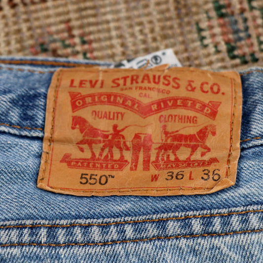 Levi's 550 W36 L34 Tapered Leg Relaxed Fit Blue Denim Jeans