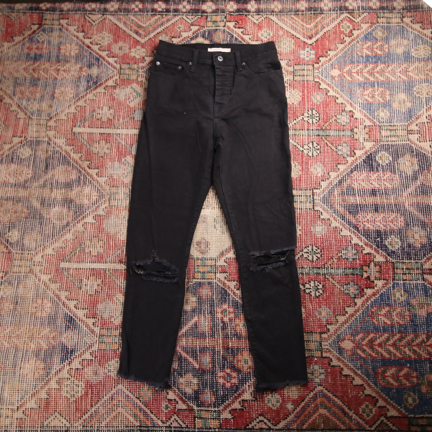 Levi's W26 L25 Skinny Classic Ripped Style Black Denim Jeans