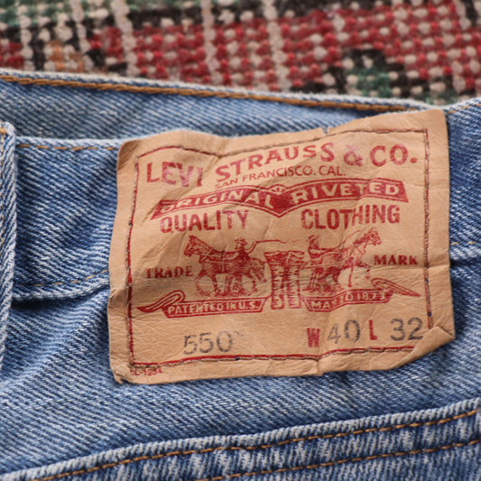 Levi's 550 Red Tab W40 L32 Tapered Leg Relaxed Fit Blue Denim Jeans