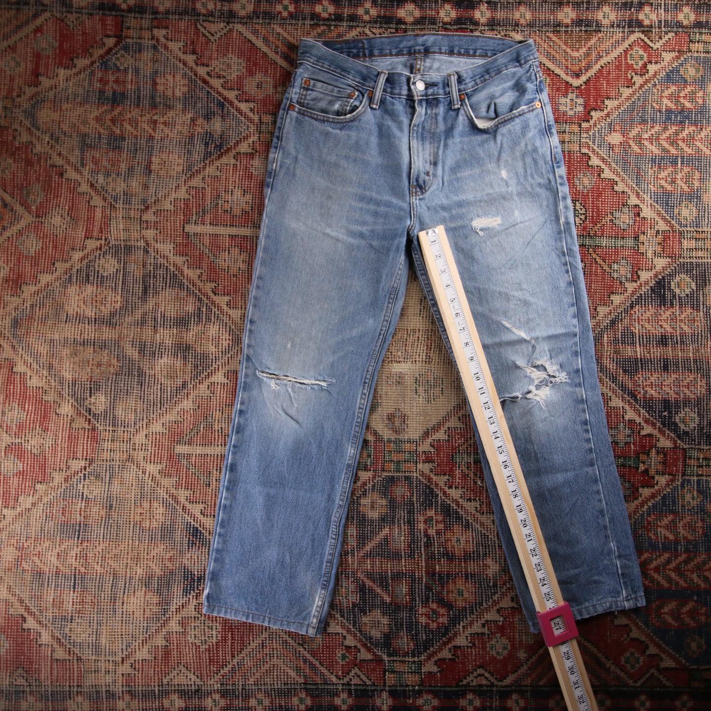 Levi's 518 Red Tab W32 L27 Flared Classic Ripped Style Blue Denim Jeans
