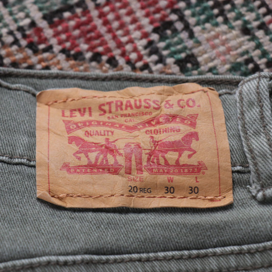 Levi's 511 White Tab W30 L29 Slim Fit Green Denim Jeans