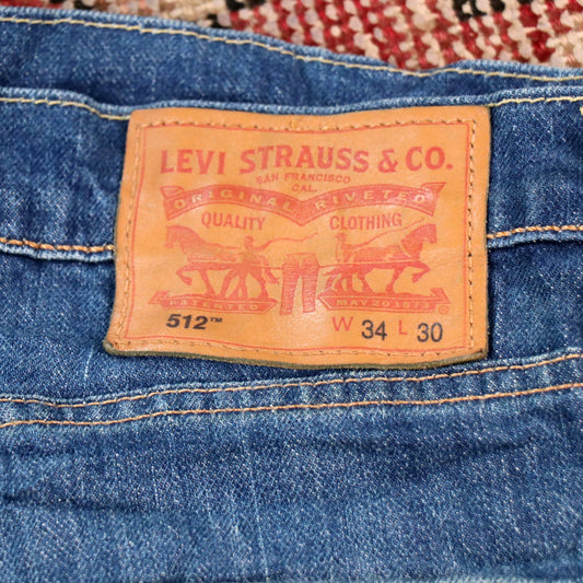 Levi's 512 W34 L28 Tapered Leg Slim Fit Blue Denim Jeans