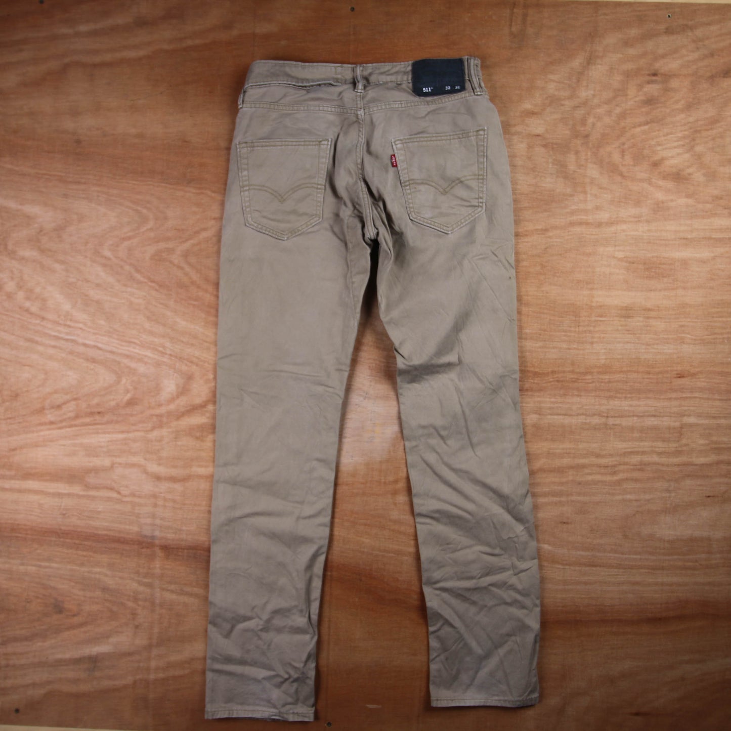Levi's 511 Red Tab W30 L31 Slim Fit Classic Ripped Style Beige Denim Jeans