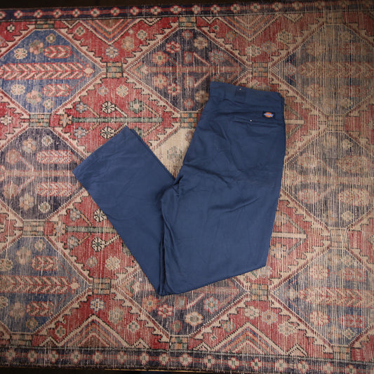 Dickies W42 L34 Straight Leg Blue Cotton Blend Trousers