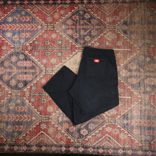 Dickies Double Knee W34 L25 Cargo Trousers Black Cotton Blend Trousers
