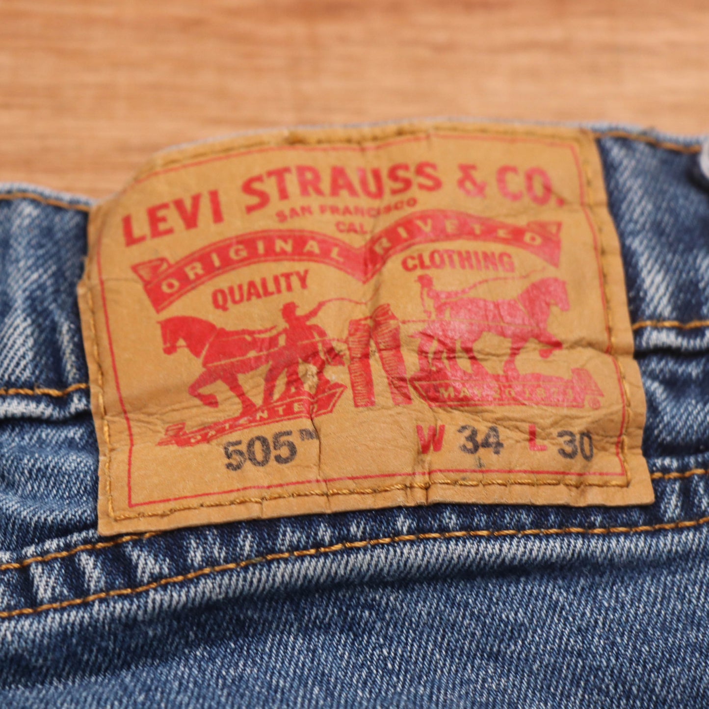 Levi's 505 Red Tab W34 L29 Straight Leg Regular Fit Blue Denim Jeans