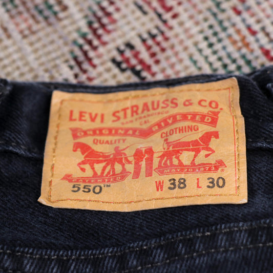 Levi's 550 W36 L28 Tapered Leg Relaxed Fit Black Denim Jeans