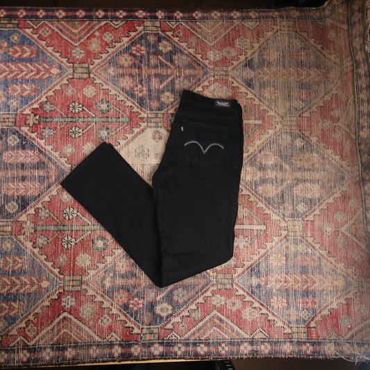 Levi's 585 W34 L34 Flared Black Denim Jeans