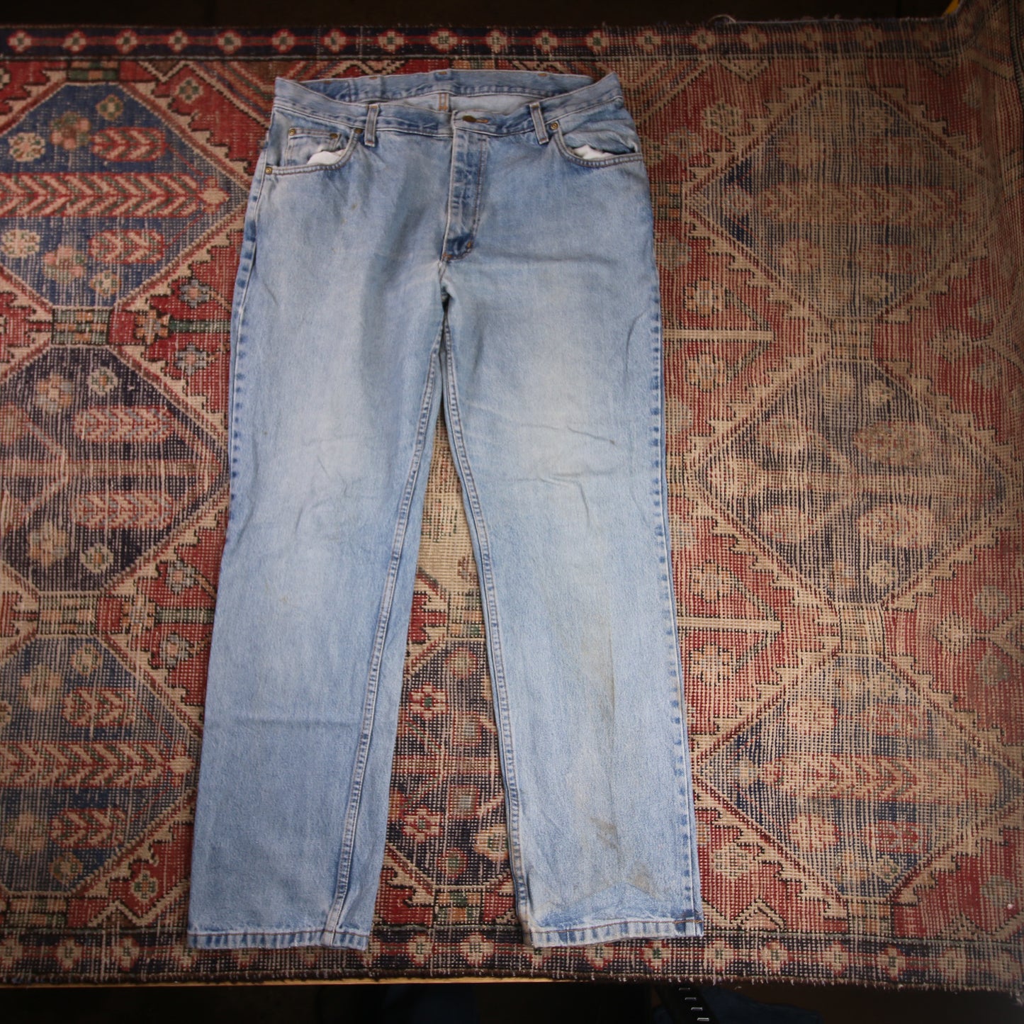Wrangler W36 L31 Straight Leg Relaxed Fit Blue Denim Jeans