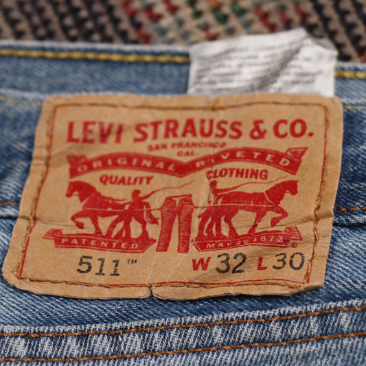 Levi's 511 W32 L28 Slim Fit Classic Ripped Style Blue Denim Jeans