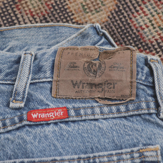 Wrangler W38 L30 Straight Leg Relaxed Fit Blue Denim Jeans