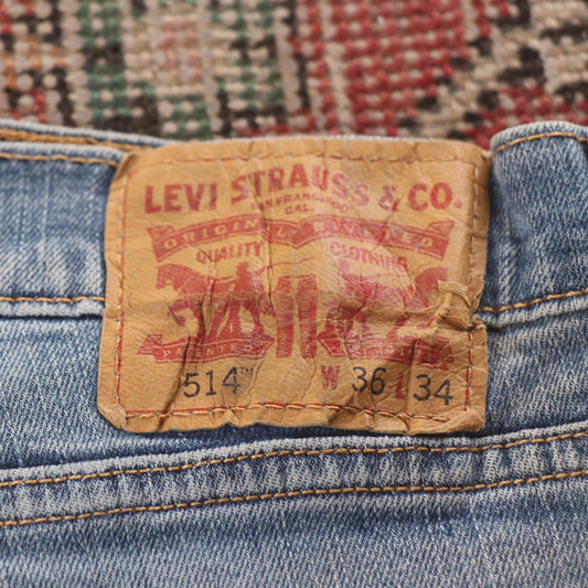 Levi's 514 Red Tab W36 L32 Straight Leg Blue Denim Jeans