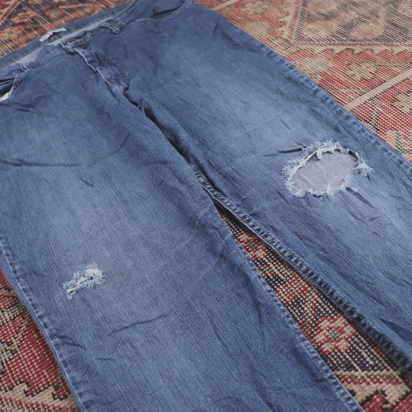 Lee W36 L29 Straight Leg Classic Ripped Style Blue Denim Jeans