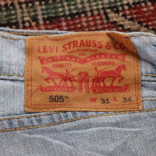 Levi's 505 Red Tab W26 L33 Straight Leg Regular Fit Blue Denim Jeans
