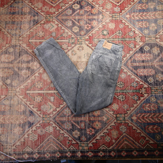 Levi's 521 20 59 W28 L32 Slim Fit Grey Corduroy Trousers