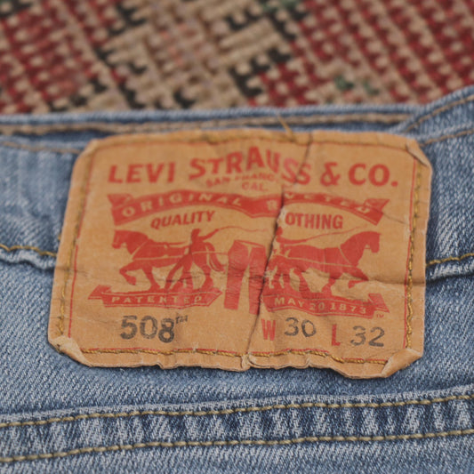 Levi's 508 W30 L30 Tapered Leg Regular Fit Classic Ripped Style Blue Denim Jeans