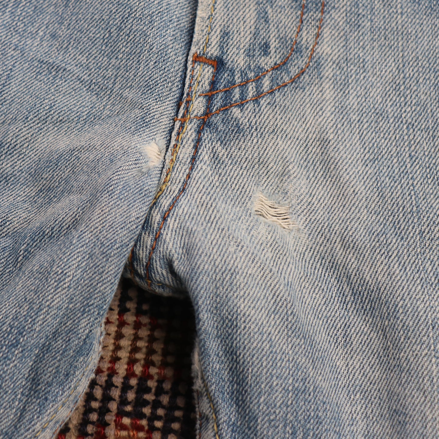 Levi's 506 W36 L33 Straight Leg Classic Ripped Style Blue Denim Jeans