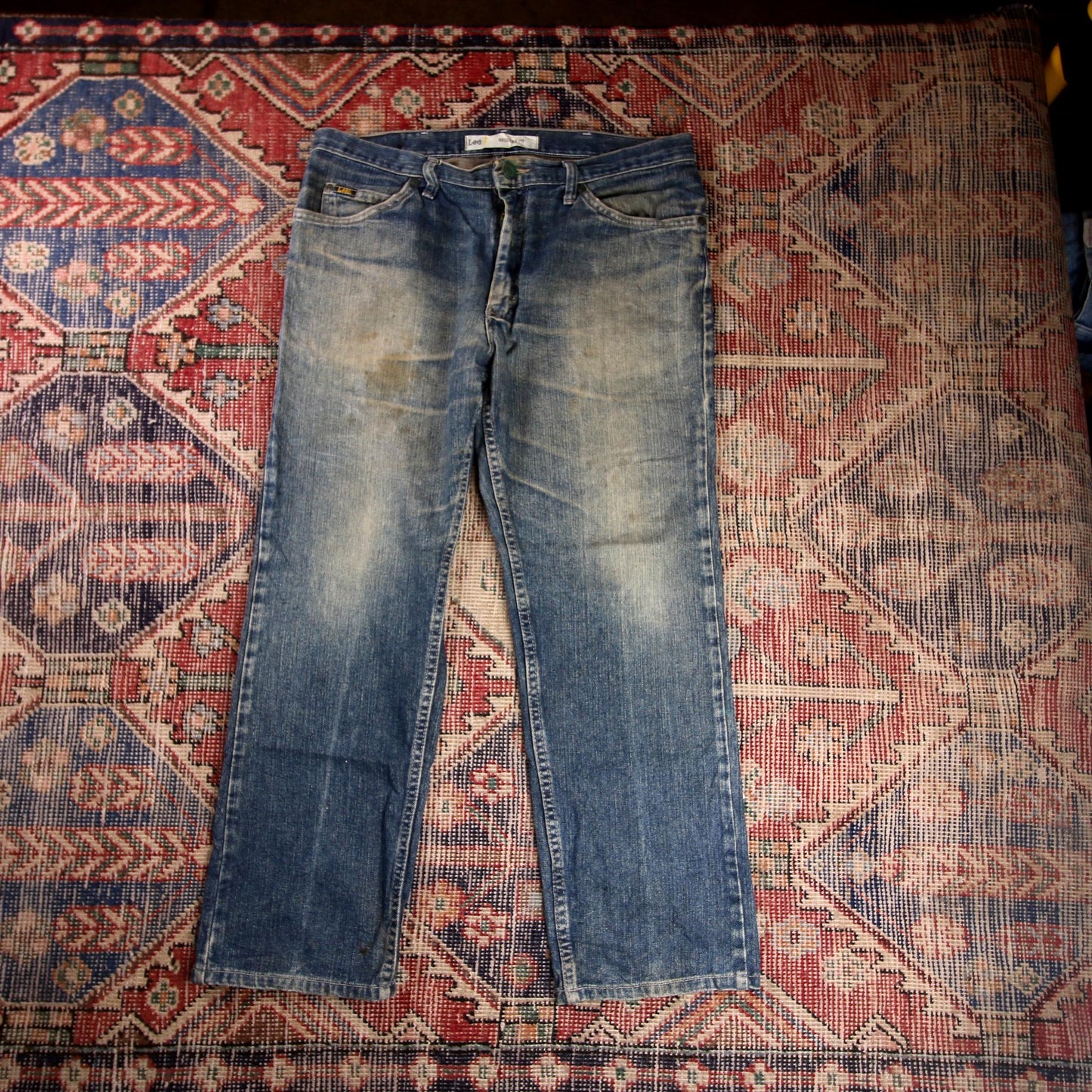 Lee W34 L27 Straight Leg Relaxed Fit Blue Denim Jeans