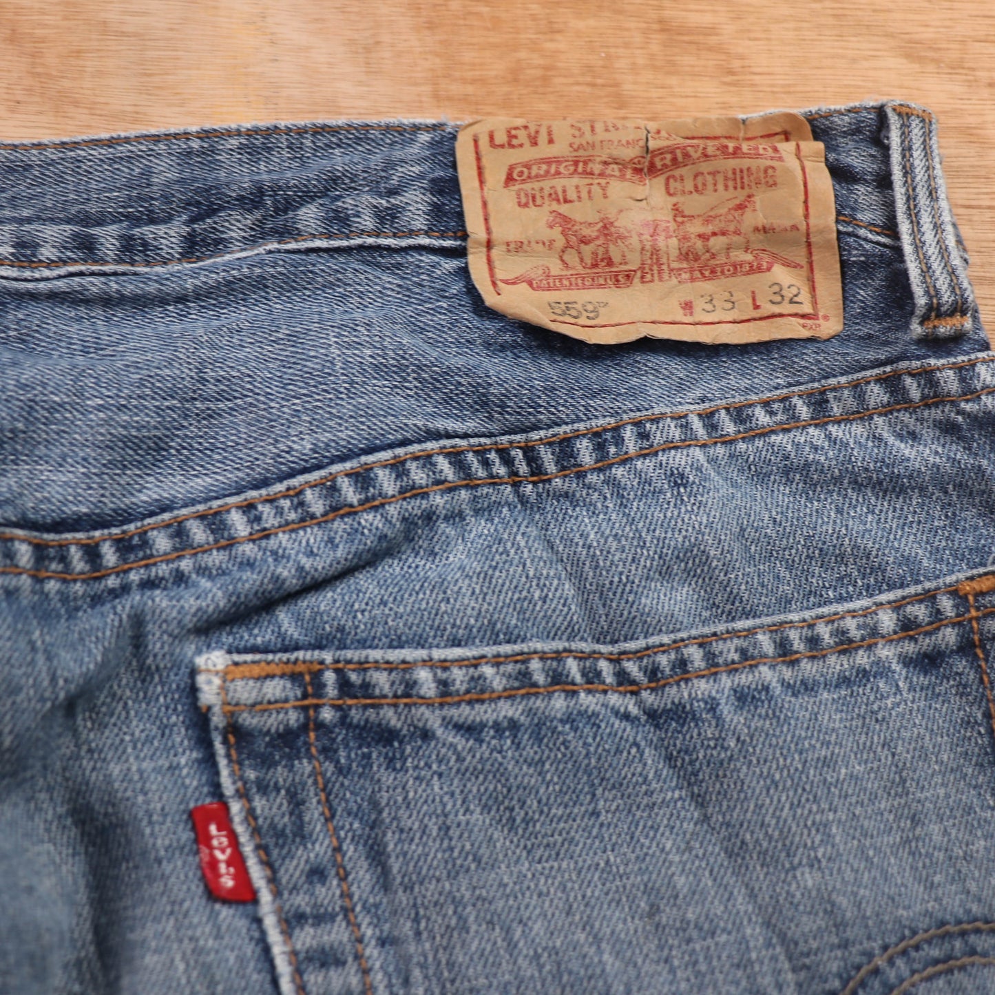 Levi's 559 Red Tab W34 L559 Straight Leg Relaxed Fit Blue Denim Jeans