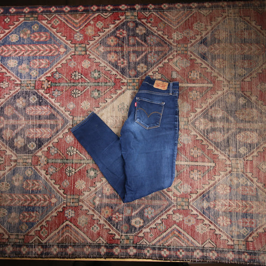 Levi's W26 L29 Skinny Classic Ripped Style Blue Denim Jeans