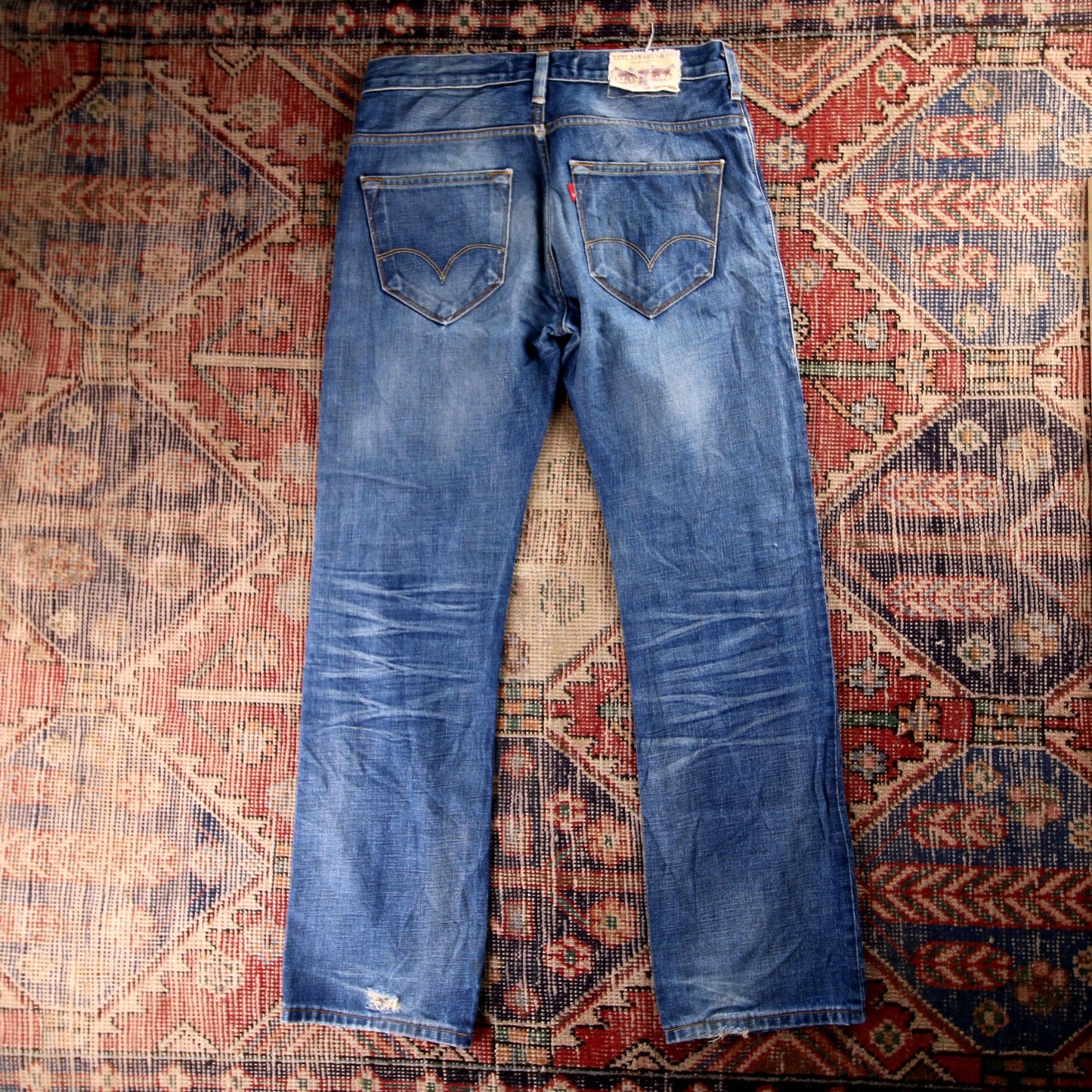 Levi's 506 W32 L30 Straight Leg Classic Ripped Style Blue Denim Jeans