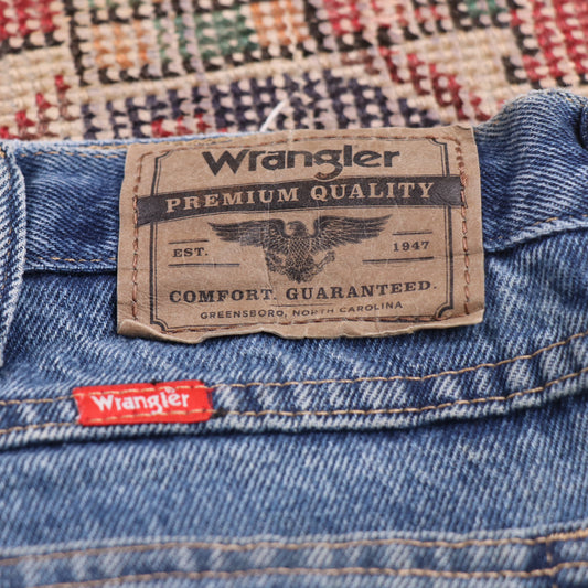 Wrangler W36 L29 Straight Leg Relaxed Fit Blue Denim Jeans