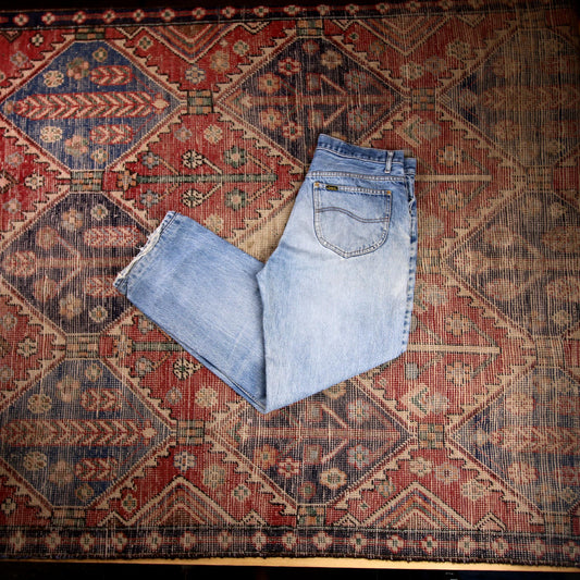 Lee W32 L28 Straight Leg Relaxed Fit Blue Denim Jeans