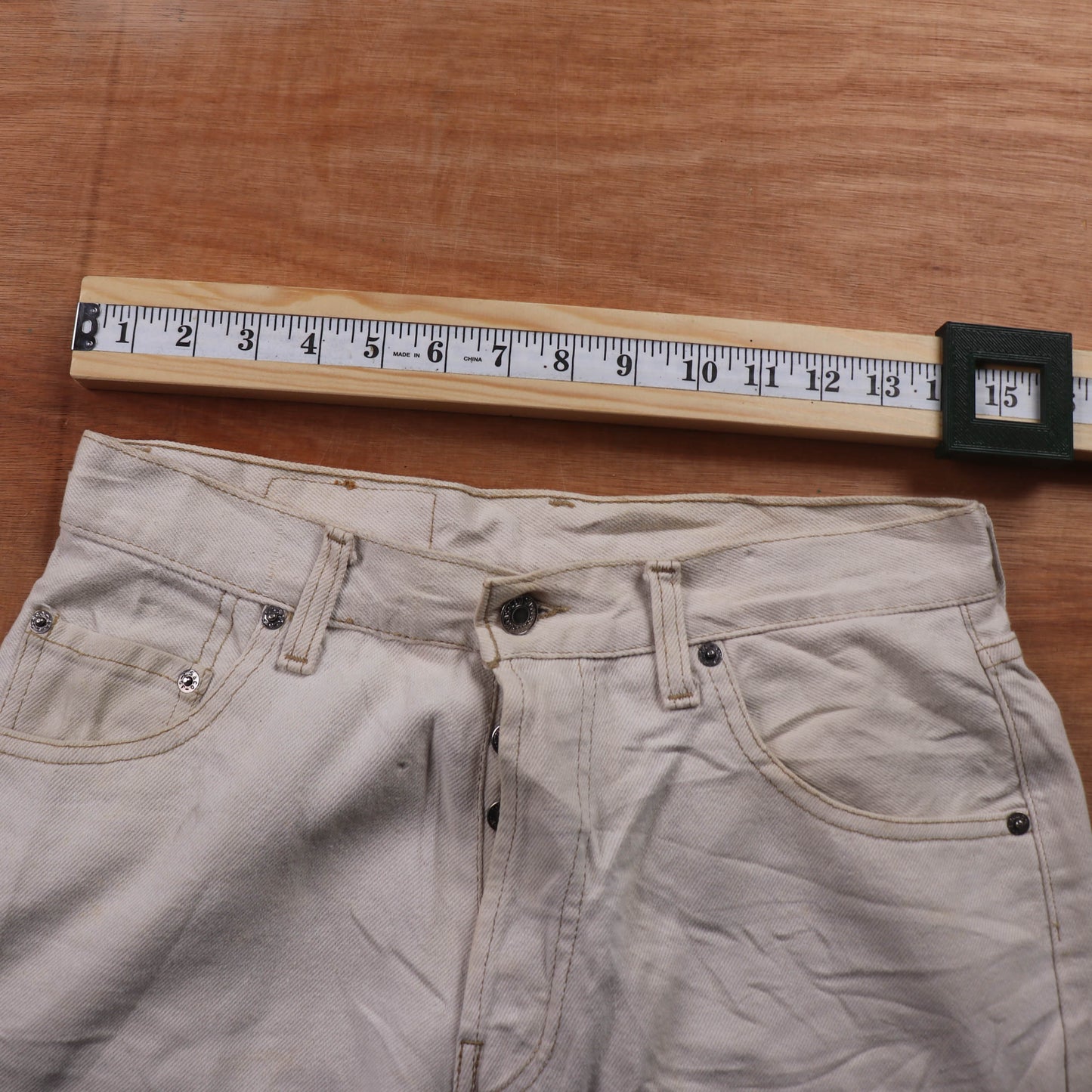 Levi's 505 Red Tab W30 L31 Straight Leg Regular Fit Beige Denim Jeans