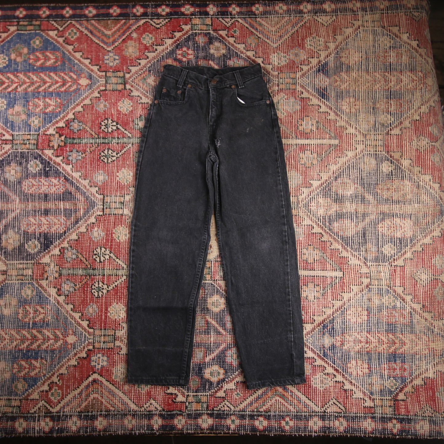 Levi's W22 L25 Tapered Leg Relaxed Fit Black Denim Jeans