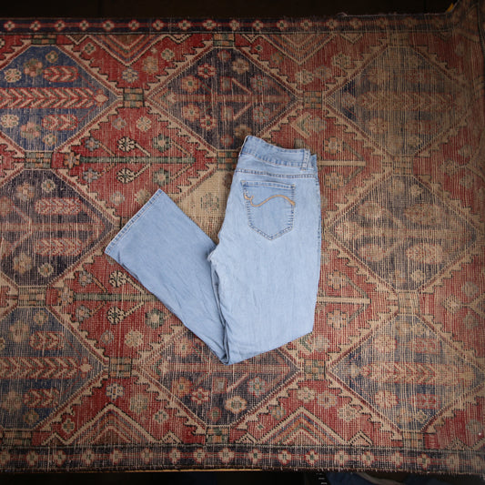 Lee W32 L28 Flared Blue Denim Jeans