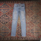 Levi's 721 W26 L30 Skinny Classic Ripped Style Blue Denim Jeans