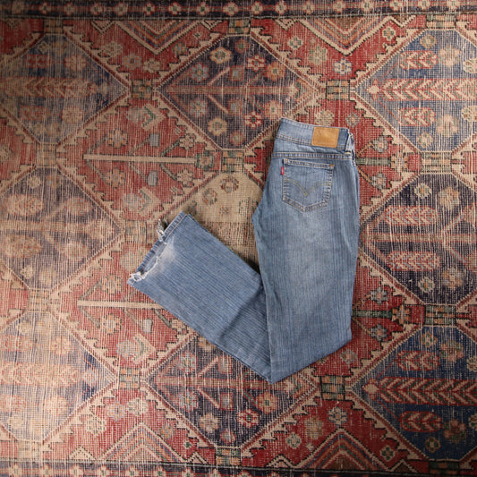 Levi's 582 Red Tab W28 L33 Bootcut Classic Ripped Style Blue Denim Jeans