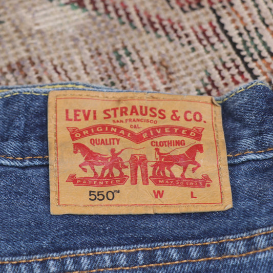 Levi's 550 W48 L32 Tapered Leg Relaxed Fit Blue Denim Jeans