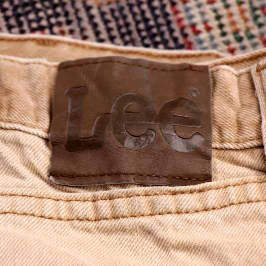 Lee W40 L28 Straight Leg Relaxed Fit Classic Ripped Style Beige Denim Jeans