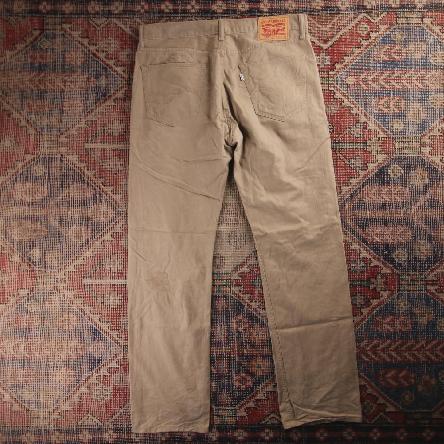 Levi's 505 Red Tab W34 L32 Straight Leg Regular Fit Beige Denim Jeans