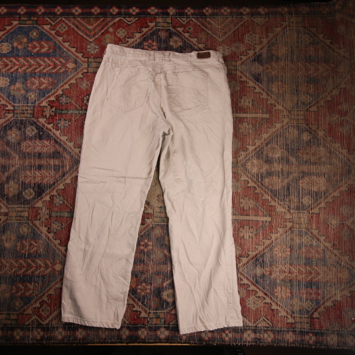 Lee W34 L28 Straight Leg Loose Fit Beige Denim Jeans