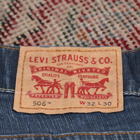 Levi's 506 W32 L28 Straight Leg Blue Denim Jeans