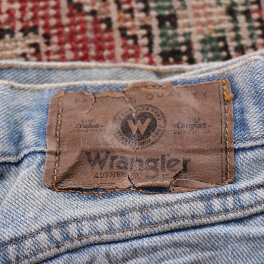 Wrangler W44 L29 Baggy Classic Ripped Style Blue Denim Jeans