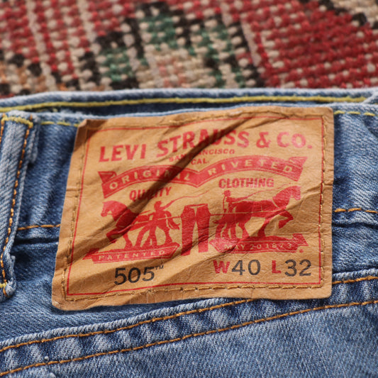 Levi's 505 Orange Tab W40 L31 Straight Leg Regular Fit Blue Denim Jeans
