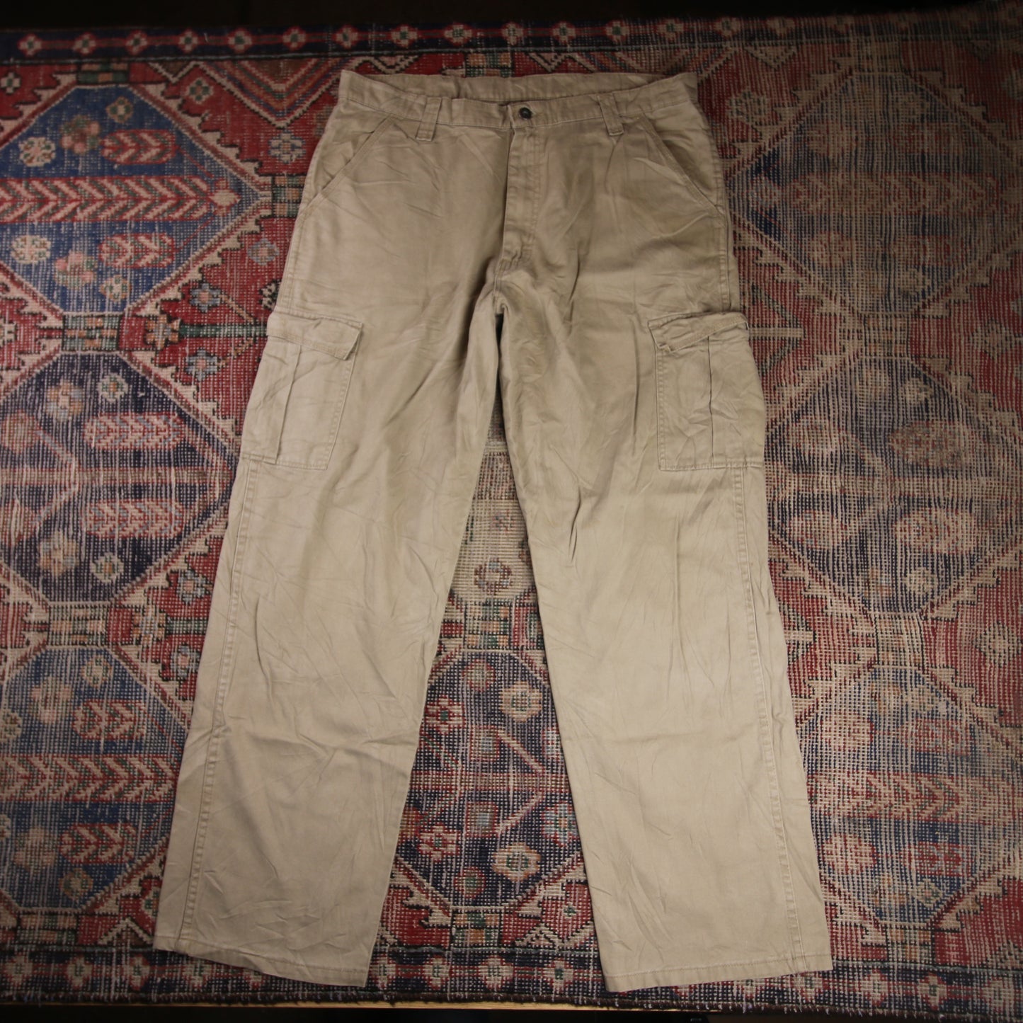 Wrangler W34 L31 Cargo Brown Cotton Blend Trousers