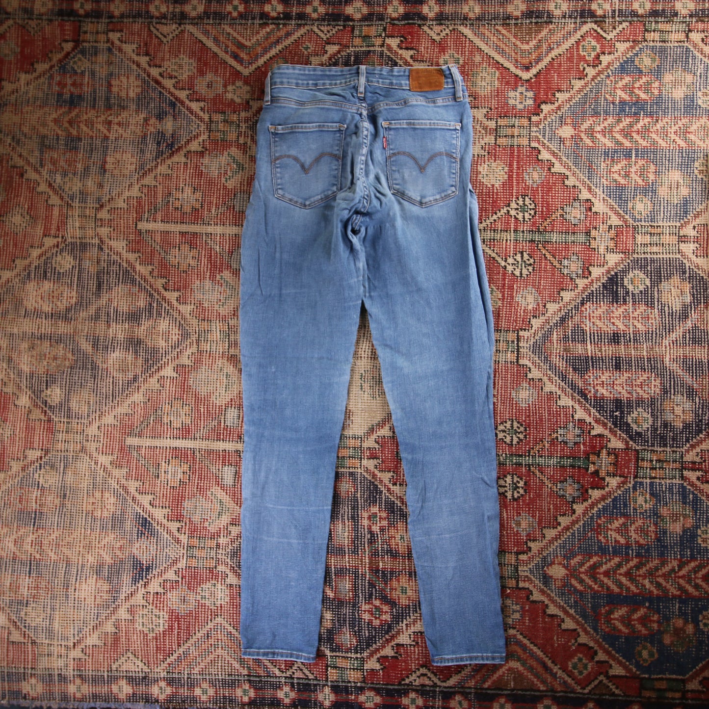 Levi's 721 Red Tab W26 L30 Skinny Classic Ripped Style Blue Denim Jeans