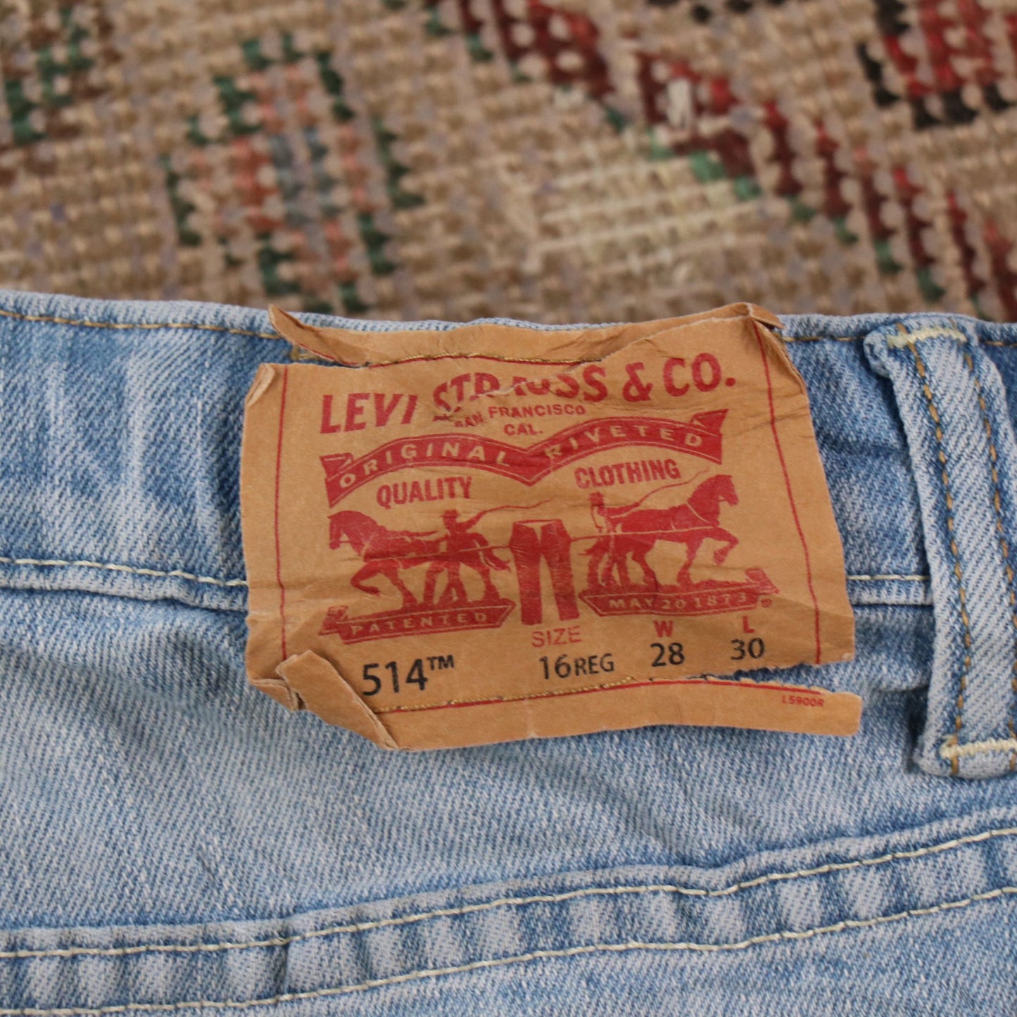Levi's 514 W28 L30 Straight Leg Classic Ripped Style Blue Denim Jeans