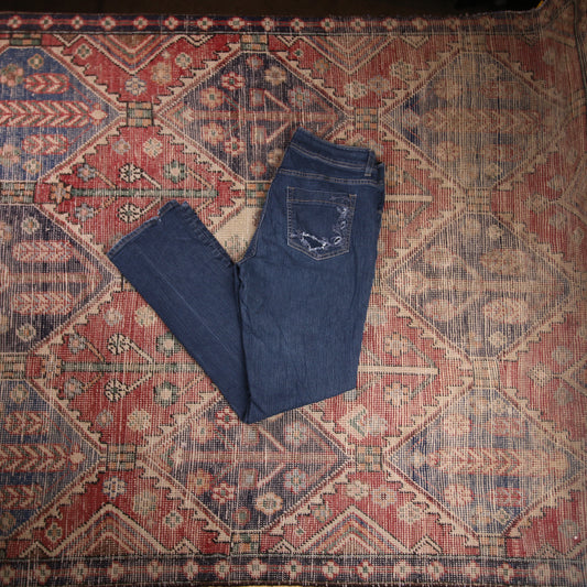 Lee W32 L30 Straight Leg Loose Fit Classic Ripped Style Blue Denim Jeans
